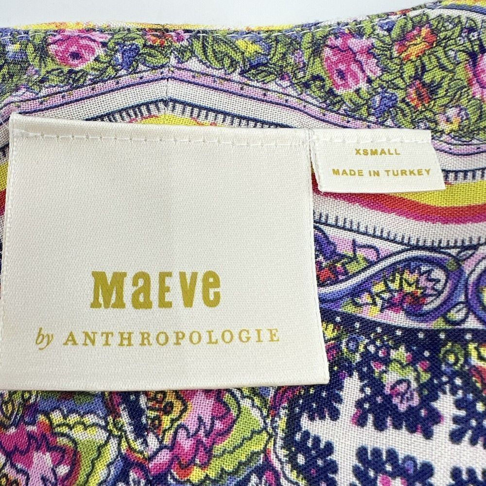 Anthropologie Maeve Ceresco Peasant Boho Floral Blouse Top V-Neck Sz XS - Picture 3 of 4